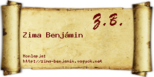Zima Benjámin névjegykártya